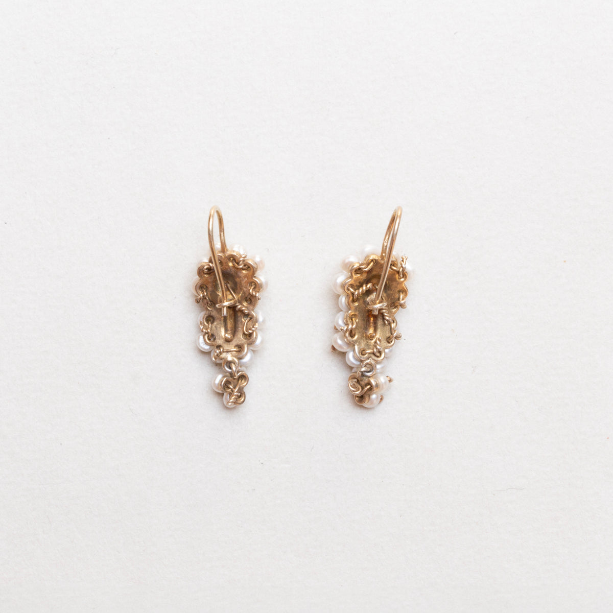 Vintage Gold Plated Wire Earrings with Pearls