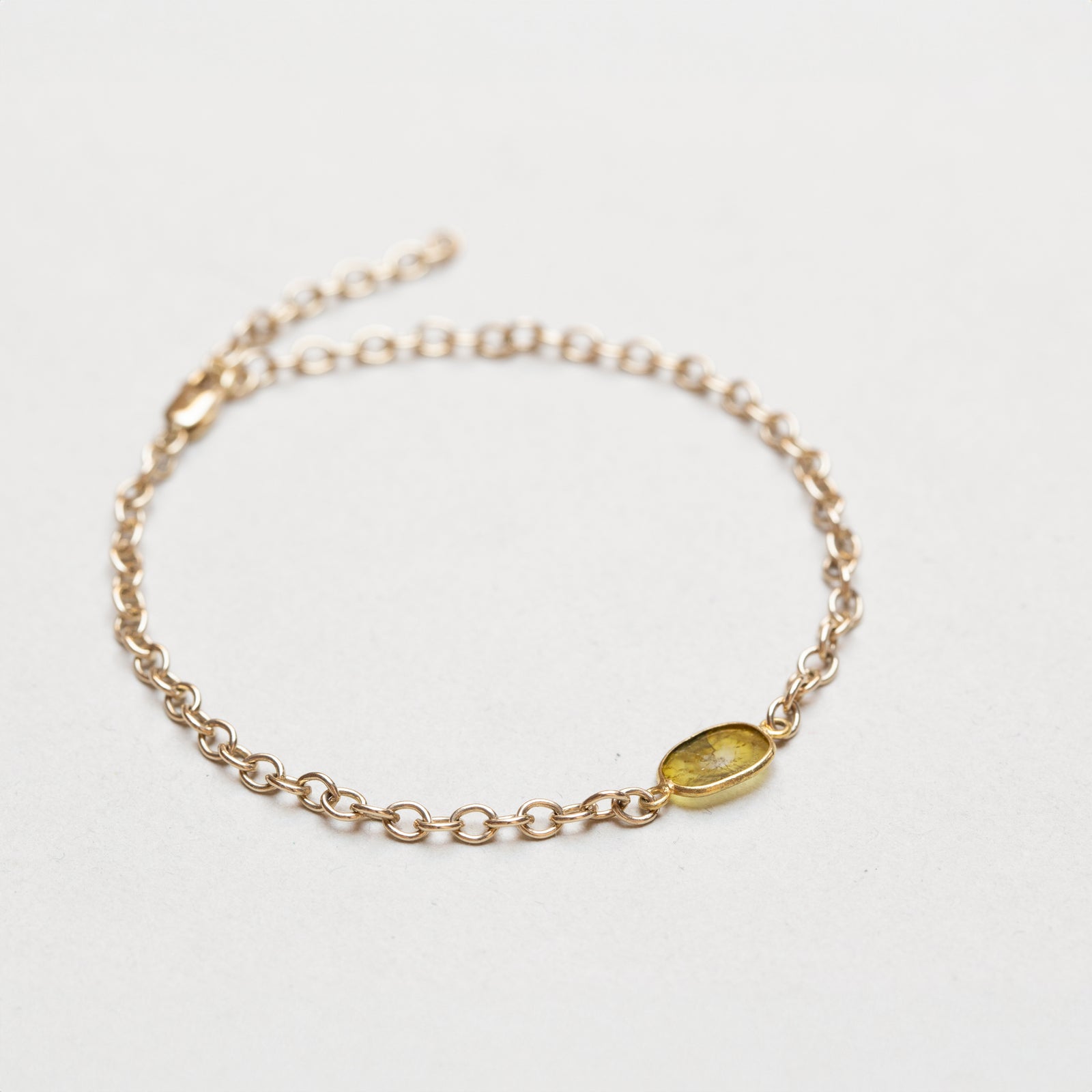 Gold Chain Bracelet with Sliced Diamond #3