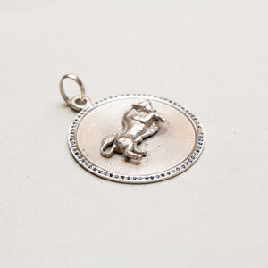 Vintage Sterling Silver Taurus Pendant Charm with Sapphires