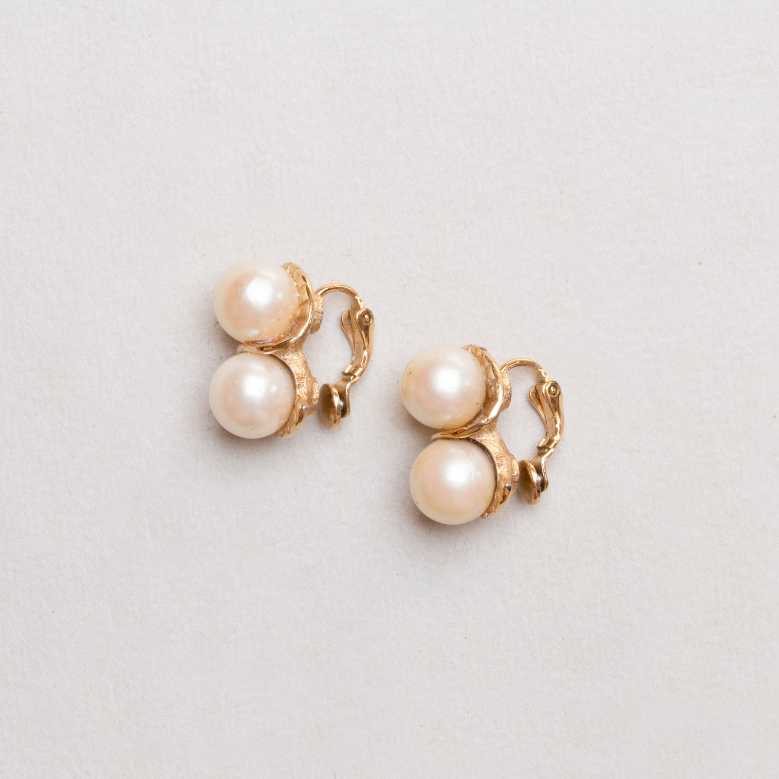 Vintage Givenchy Gold Clip-on Earrings with Faux Pearls