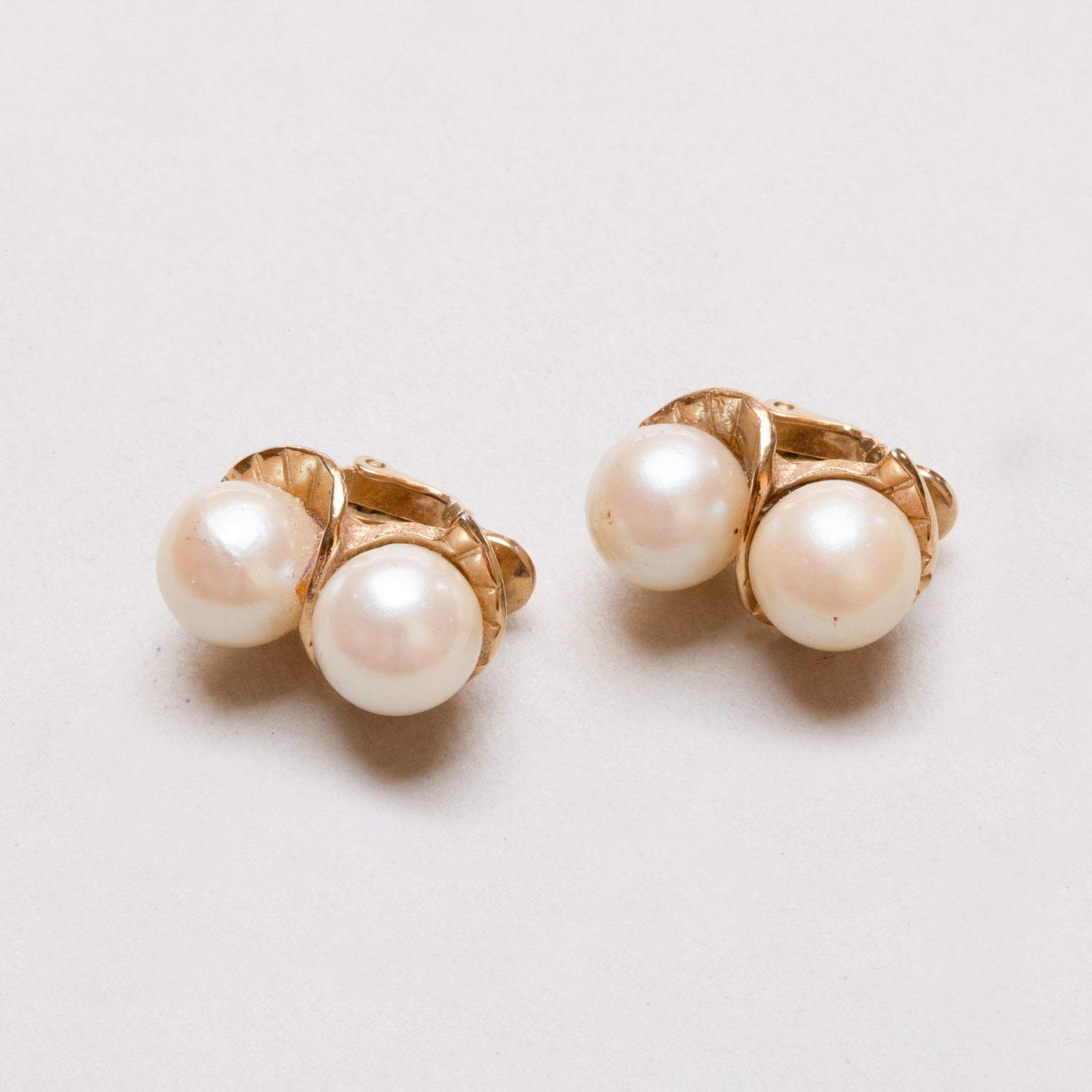 Vintage Givenchy Gold Clip-on Earrings with Faux Pearls