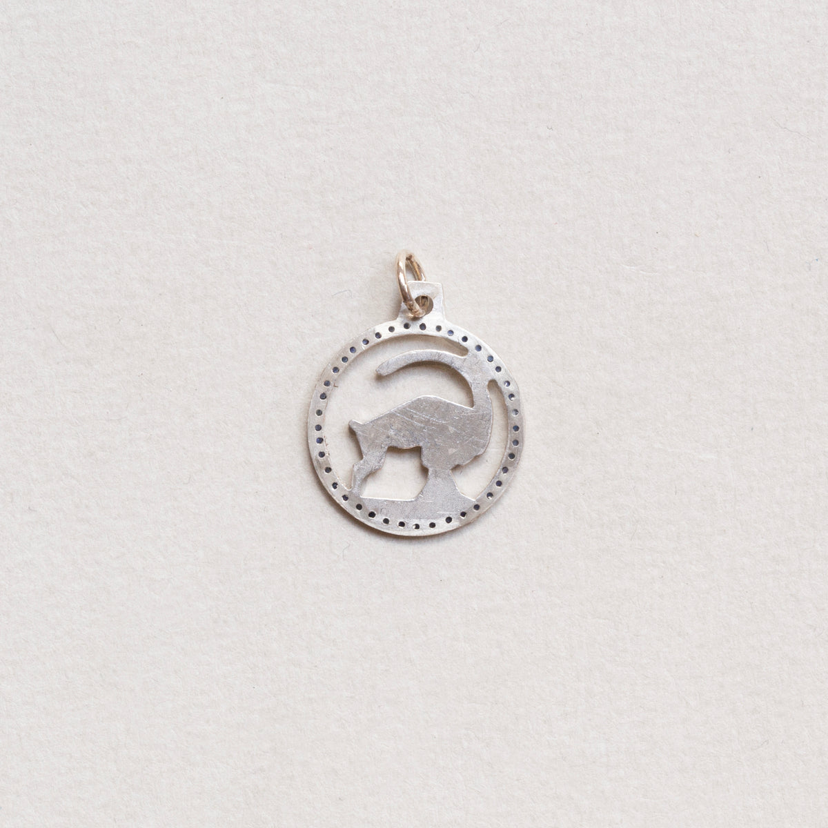 Vintage Sterling Silver Capricorn Pendant Charm with Sapphires