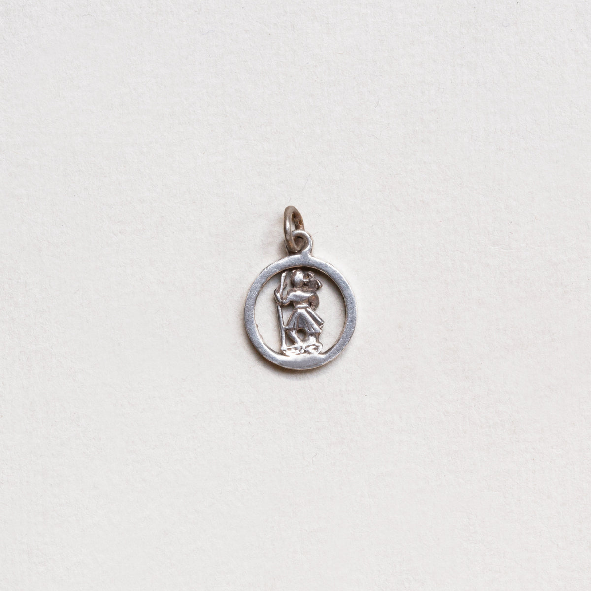 Vintage Sterling Silver St. Christopher Charm Pendant with Sapphires