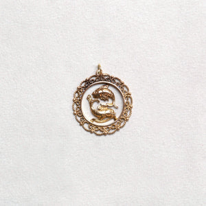 Vintage 9ct Gold Pisces Charm Pendant
