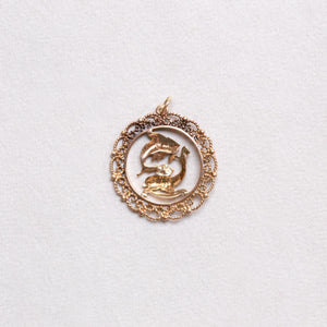 Vintage 9ct Gold Pisces Charm Pendant