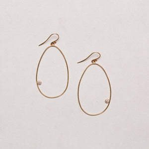 Vintage 18ct Gold Open Teardrop Hoop Earrings with Diamonds