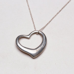 Vintage Tiffany & Co. Elsa Peretti Sterling Silver Large Open Heart Necklace