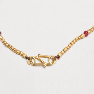 Vintage Indian Ruby and Gold Beads Necklace