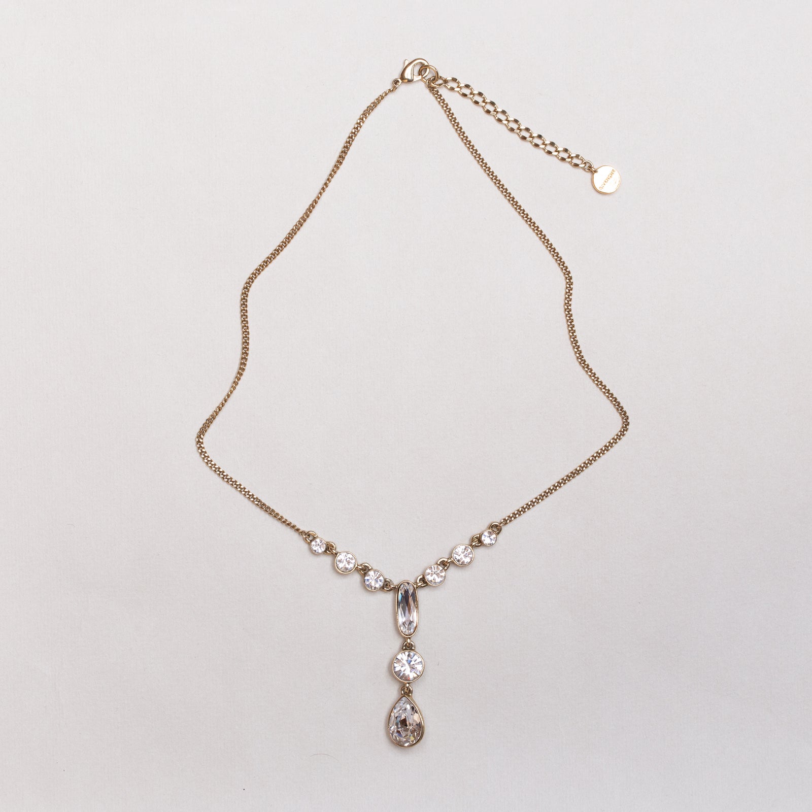 Vintage Givenchy Rhinestone Drop Pendant Necklace