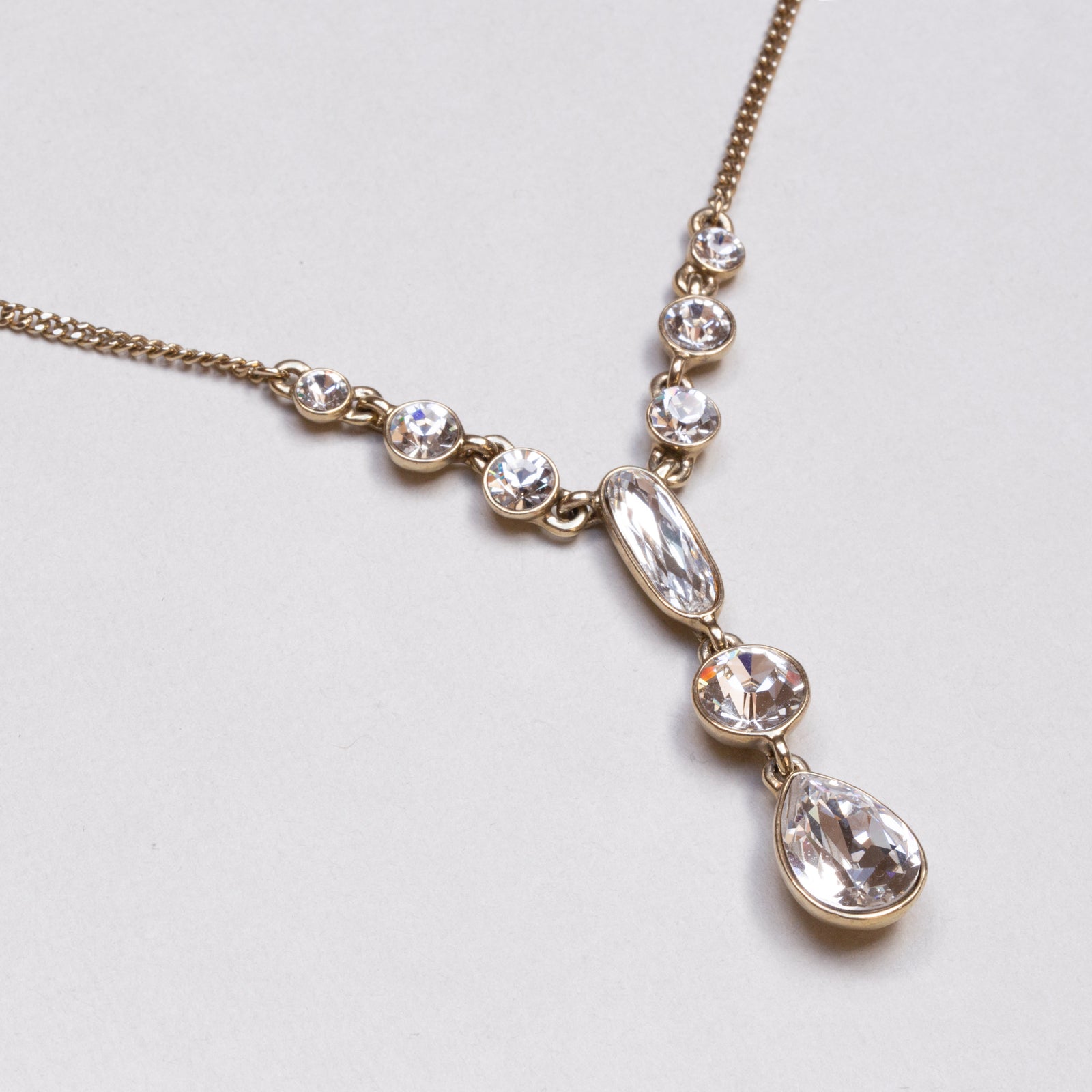 Vintage Givenchy Rhinestone Drop Pendant Necklace