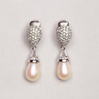 Vintage Christian Dior Faux Pearl and Chrystal Clip-on Drop Earrings