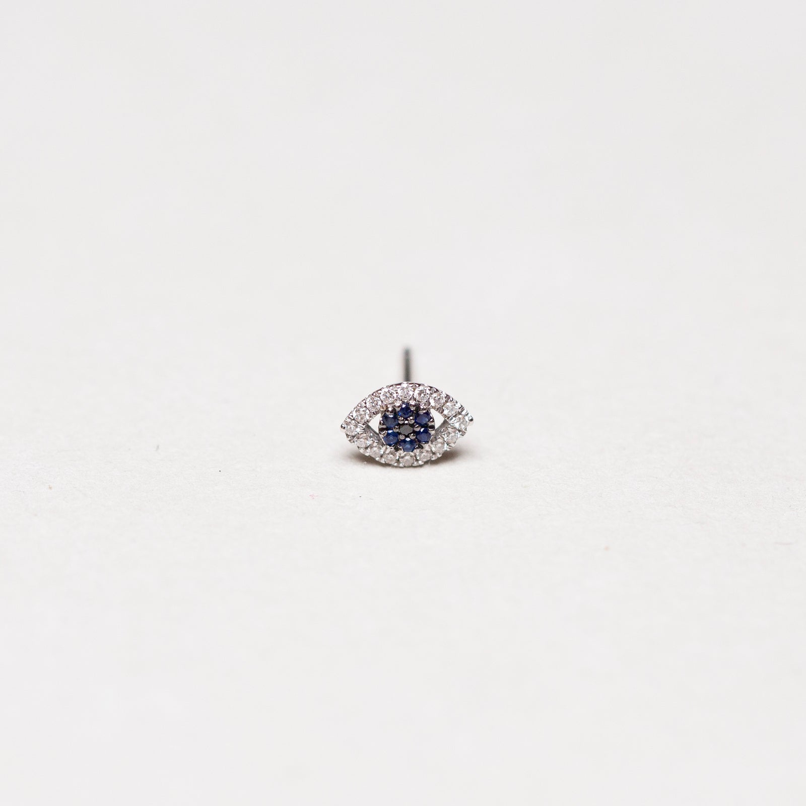 Vintage Evil Eye Diamond Stud with Sapphire