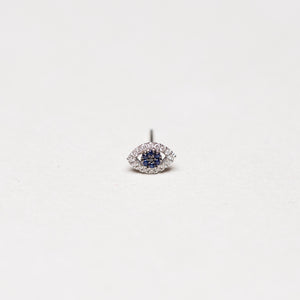Vintage Evil Eye Diamond Stud with Sapphire