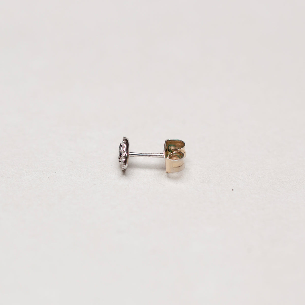 Vintage Evil Eye Diamond Stud with Sapphire