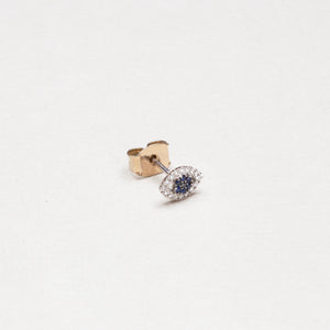 Vintage Evil Eye Diamond Stud with Sapphire