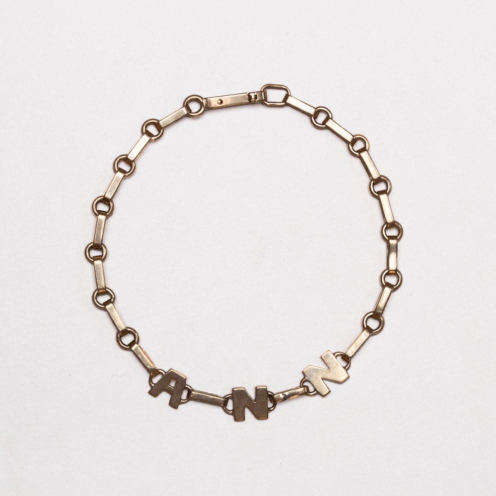 Vintage 9ct Gold Initial Bracelet "ANN"