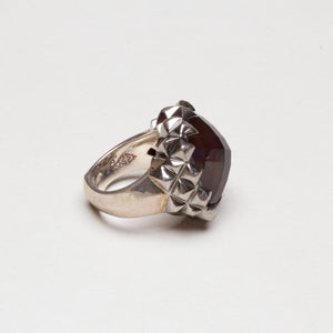 Vintage Sterling Silver Square Ring with Garnet