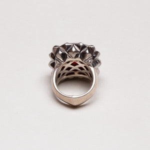 Vintage Sterling Silver Square Ring with Garnet