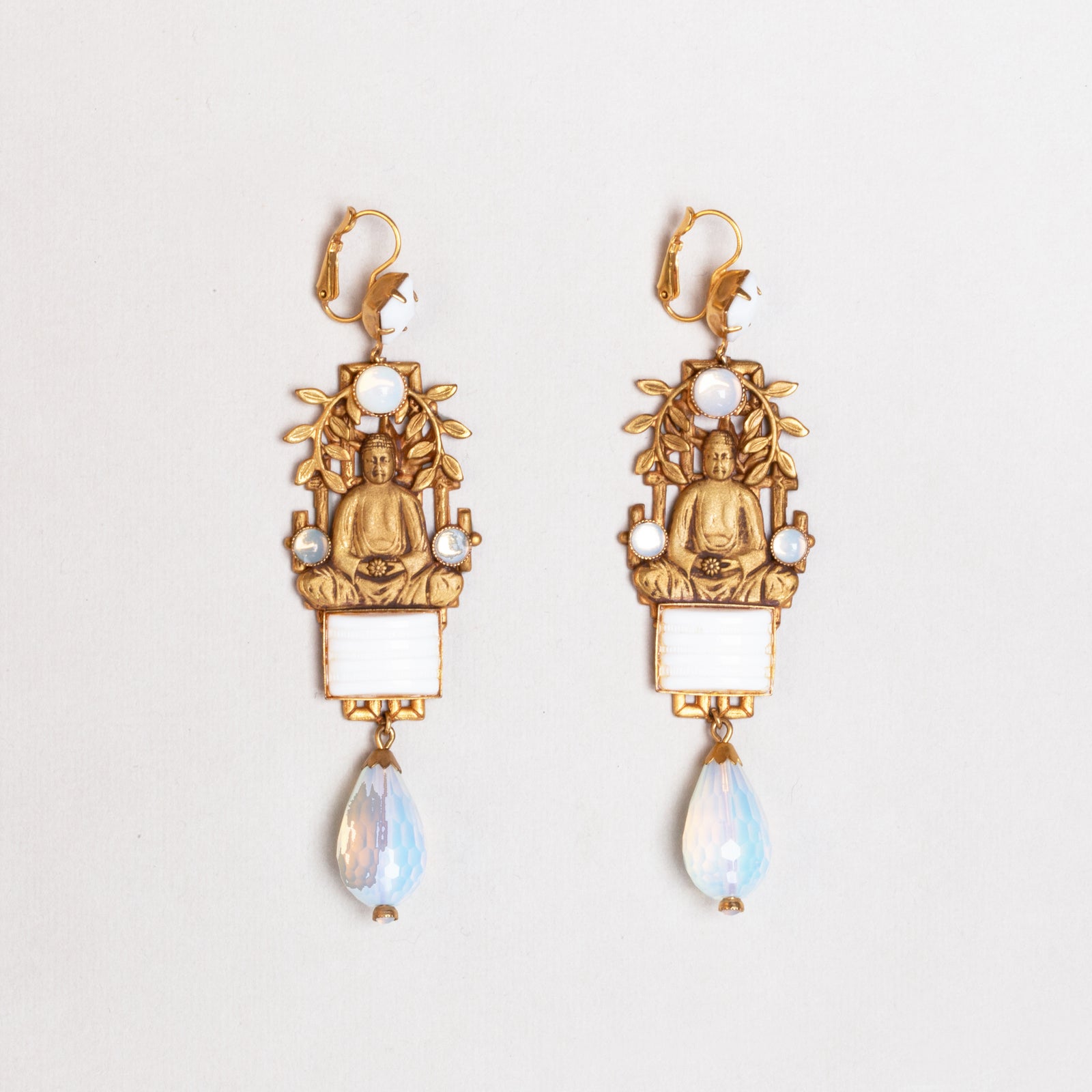 Vintage Gilded Buddha Drop Earrings