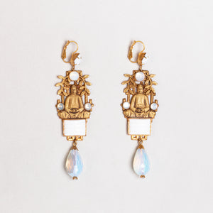 Vintage Gilded Buddha Drop Earrings