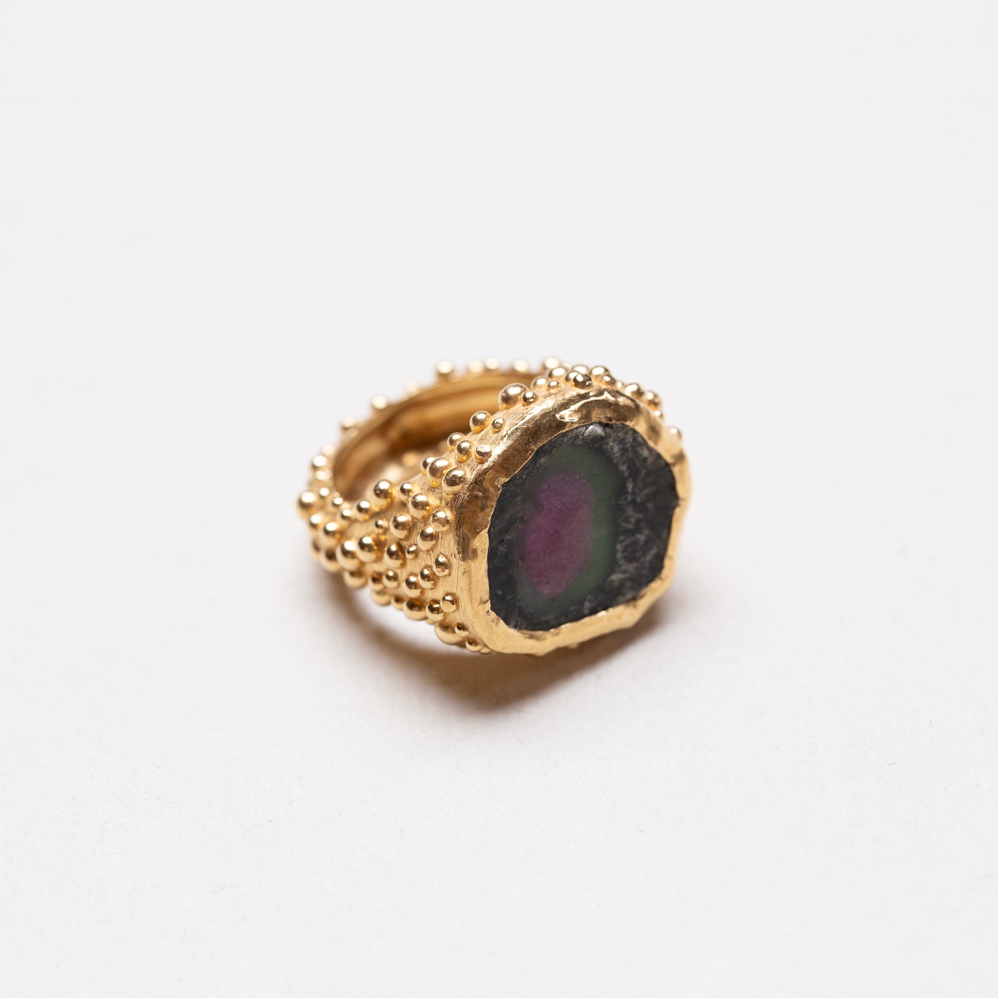 Vintage Milly Swire 18ct Gold Ring with Watermelon Tourmaline