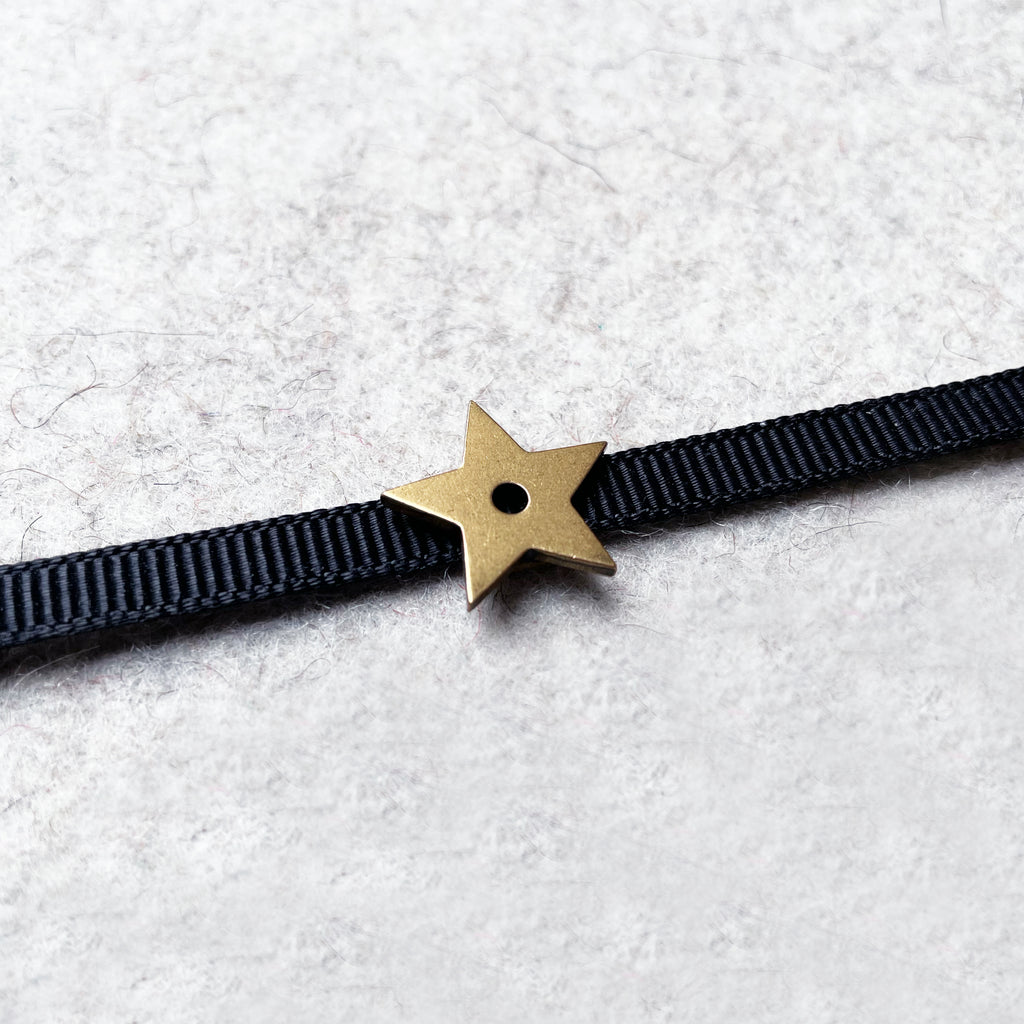 Vintage Christian Dior Black Grosgrain Ribbon Star Choker Necklace