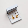 Vintage 18ct Gold Drop Earrings with Citrine and Diamond