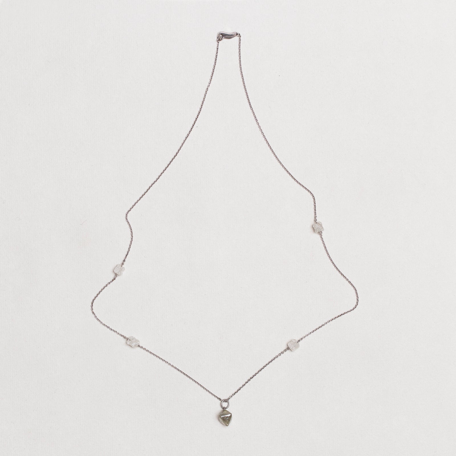 Vintage William Welstead Platinum Necklace with Rough-Cut Diamonds