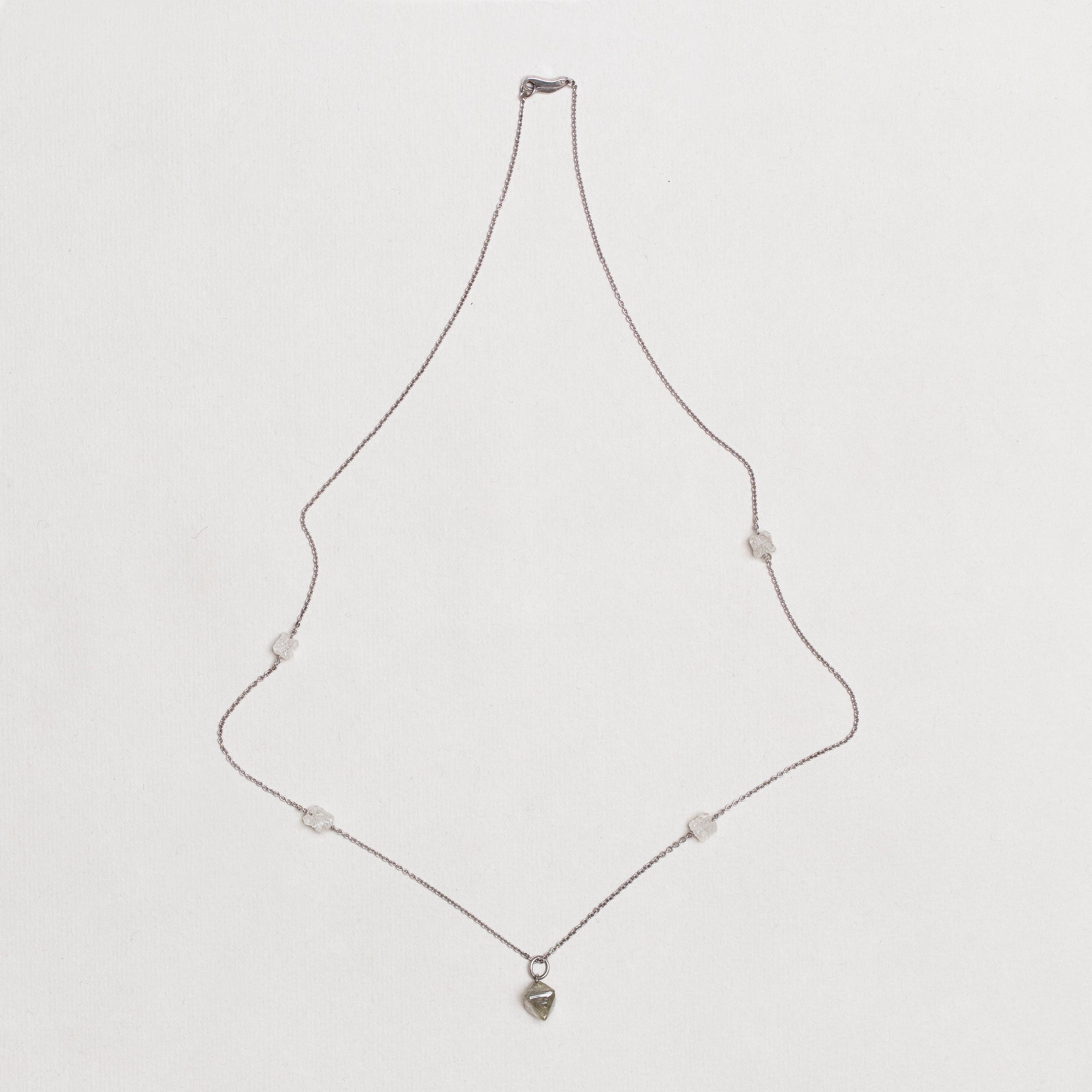 Vintage William Welstead Platinum Necklace with Rough-Cut Diamonds