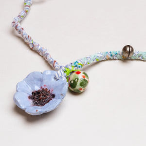 Vintage Fabric Necklace with Floral Pendant