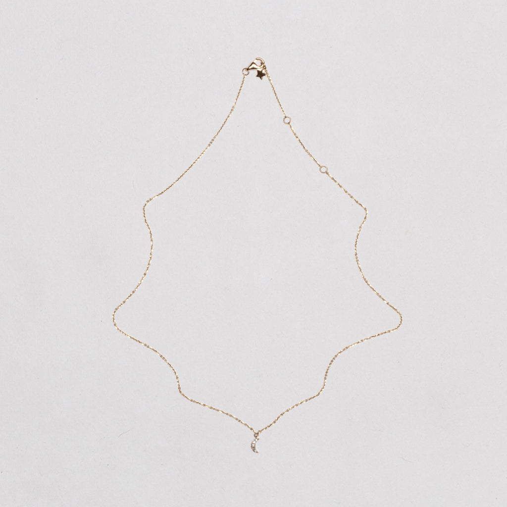 18ct Gold Diamond Crescent Moon Necklace