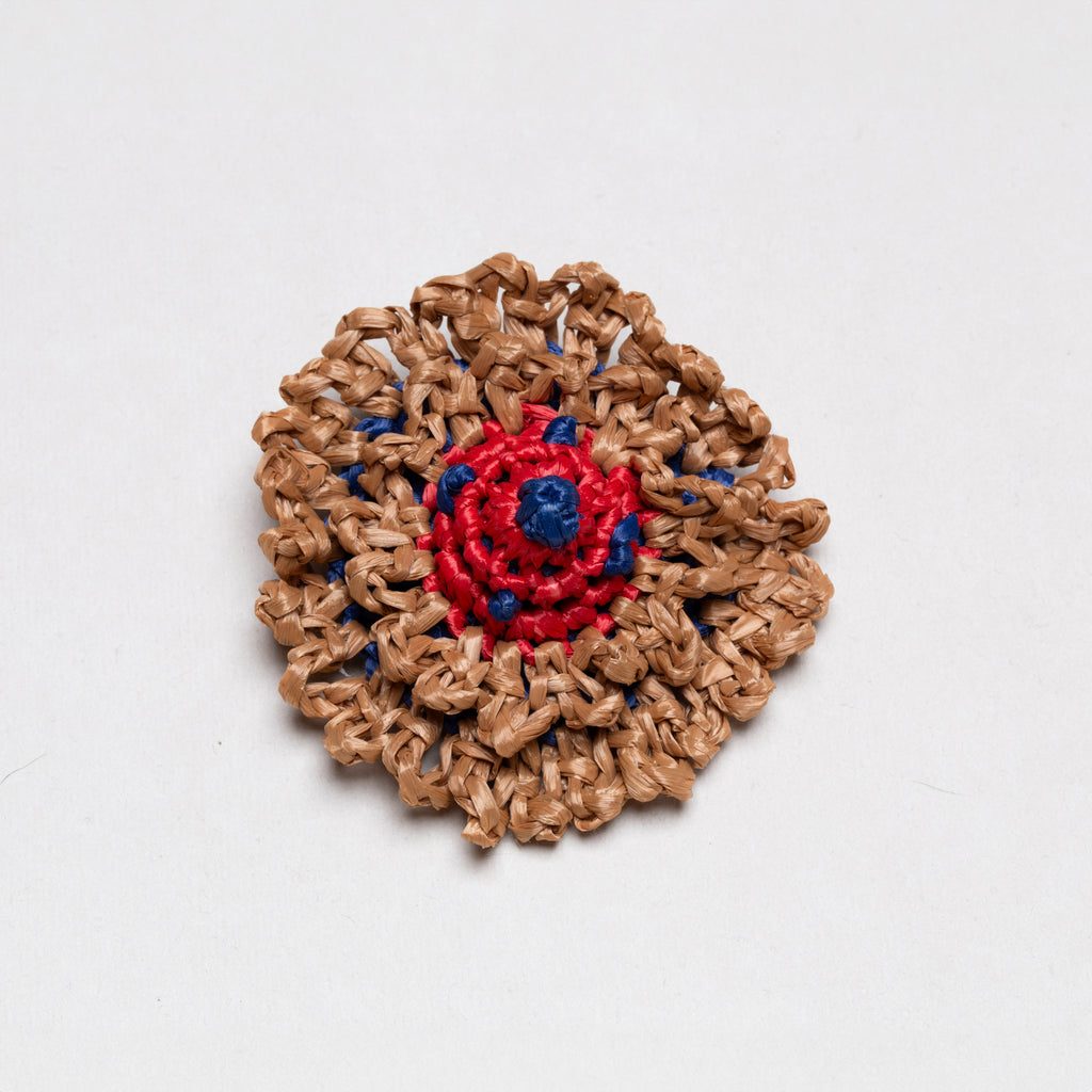 Vintage Prada Woven Raffia Flower Brooch
