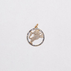 Vintage 9ct Gold Leo Pendant Charm with Sapphires