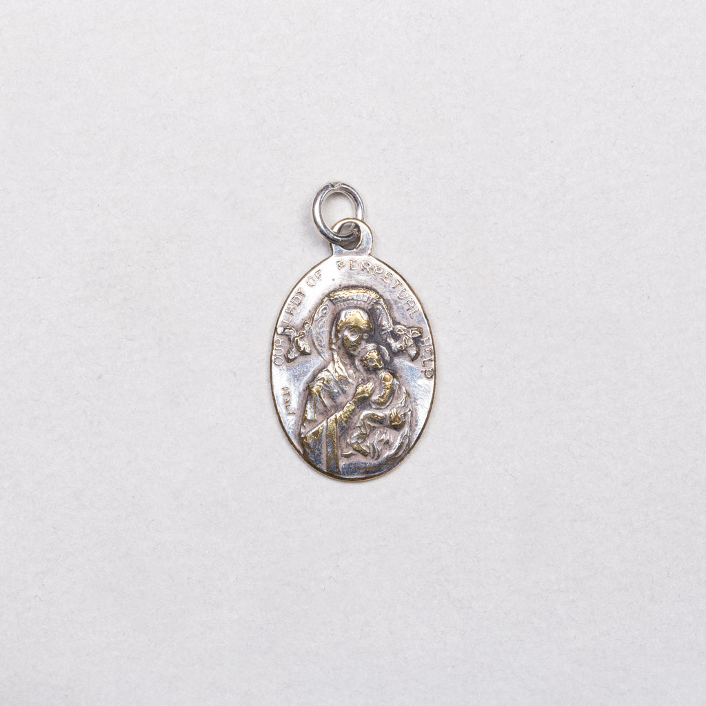Vintage Madonna & St Gerald Charm Pendant
