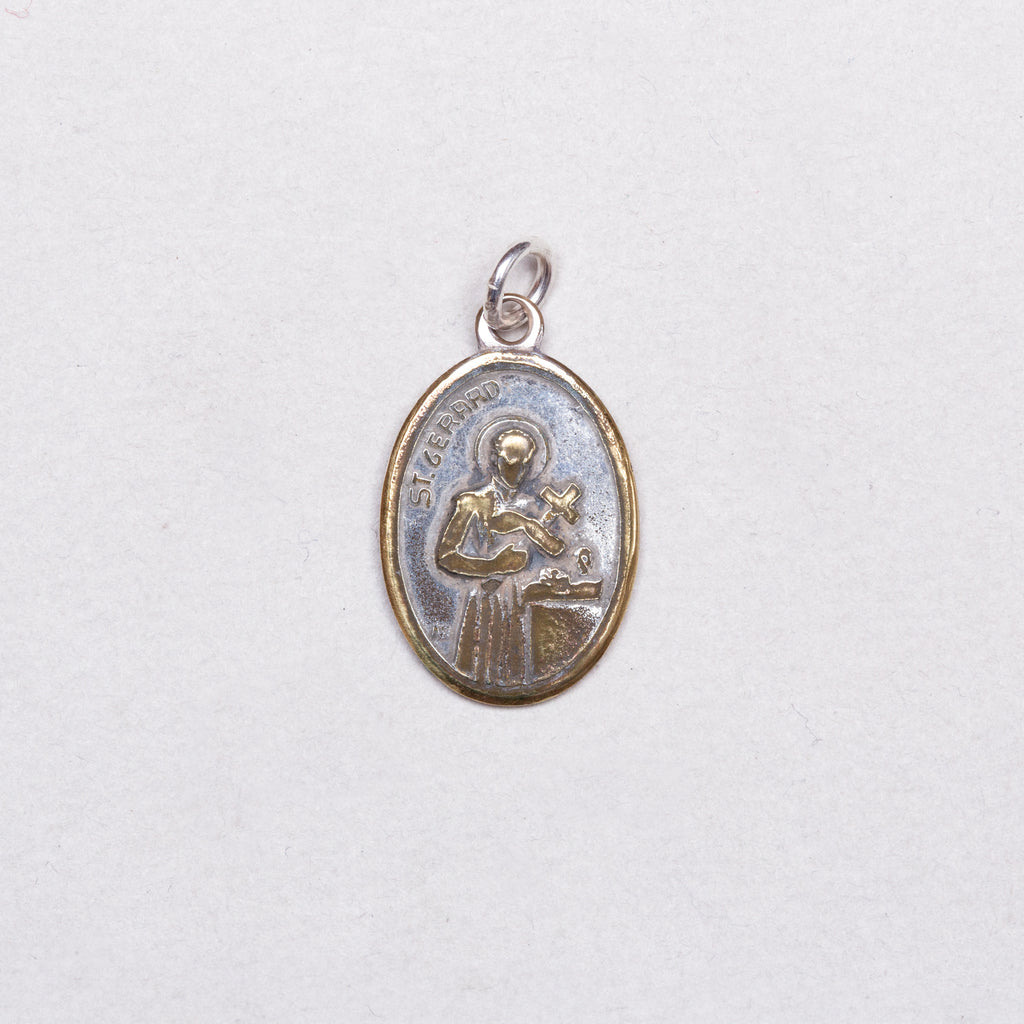 Vintage Madonna & St Gerald Charm Pendant