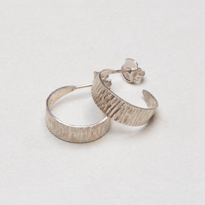 Textured Silver Open Hoop Earrings