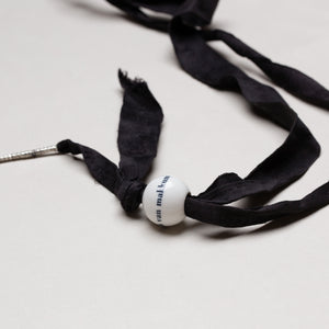 Vintage Fabric Necklace with Ceramic Charms