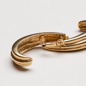 Vintage Givenchy Gold-Tone Triple Ribbed Stud Earrings