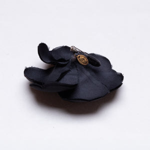 Vintage Chanel Camelia Pendant Pin Brooch - Black