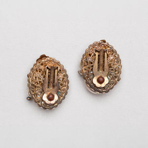 Vintage Gold Clip-on Earrings with Faux Pearls