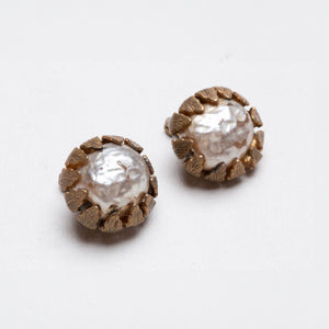 Vintage Gold Clip-on Earrings with Faux Pearls