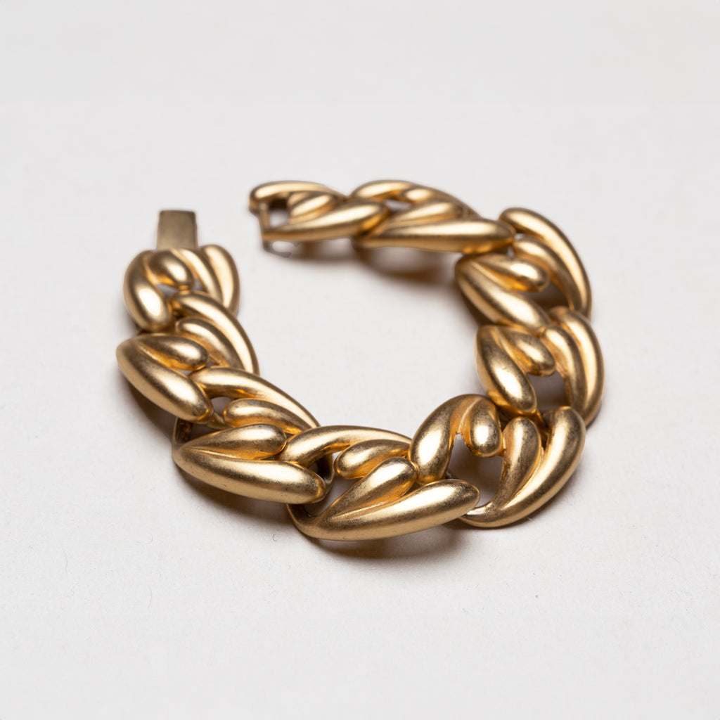 Vintage Set of Gold-tone Chain Necklace and Bracelet