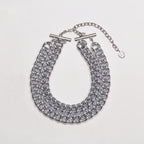 Vintage Double Strand Silver-tone Curb Link Chain Necklace