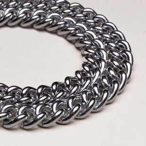 Vintage Double Strand Silver-tone Curb Link Chain Necklace