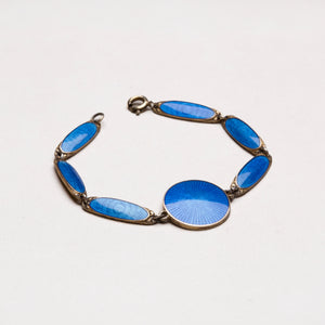 Vintage Norwegian Art Deco Blue Enamel Bracelet