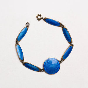 Vintage Norwegian Art Deco Blue Enamel Bracelet