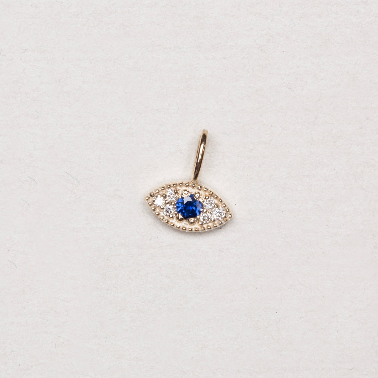 14ct Gold Evil Eye Pendant Charm with Diamonds