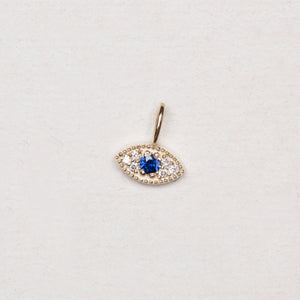 14ct Gold Evil Eye Pendant Charm with Diamonds