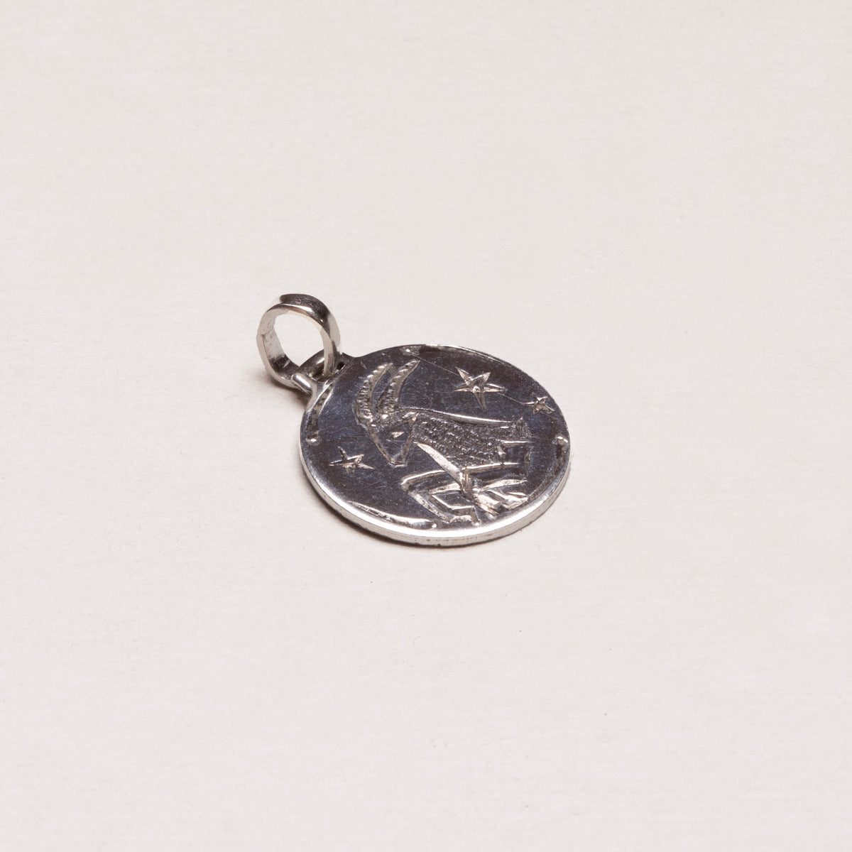 Silver Capricorn Pendant Charm with Stars