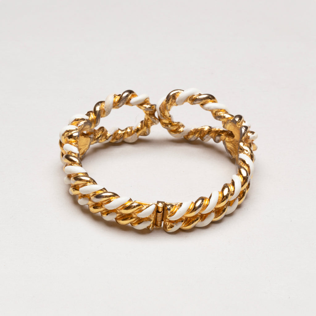 Vintage KJL Woven Enamel and Gold Bracelet